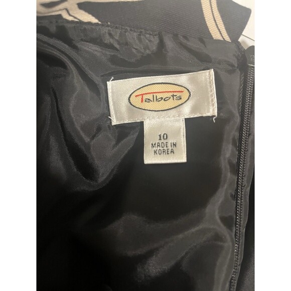 Talbots Black Tan Cotton Silk Blend Dress Cowl Neck Sleeveless Tie Belt Size 10 - Picture 5 of 10